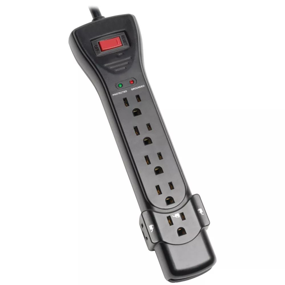 7‑Outlet Surge Protector Power Strip with Right‑Angle Plug