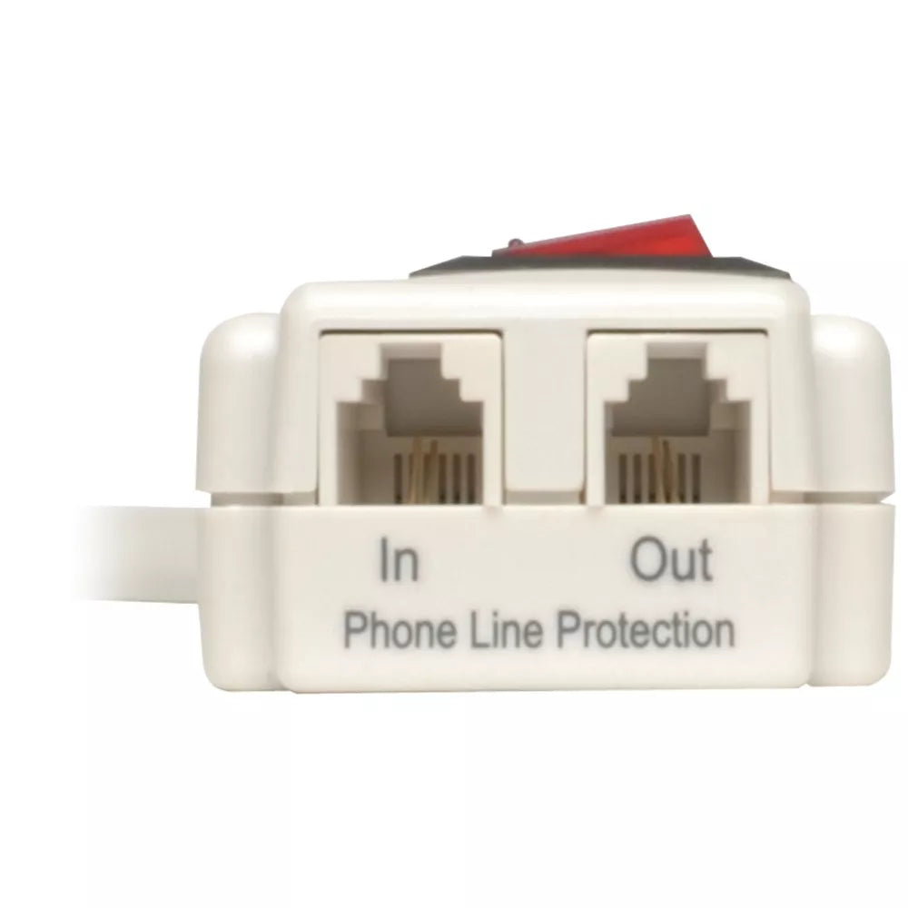 6‑Outlet Surge Protector Power Strip with RJ11 Telephone Line Protection